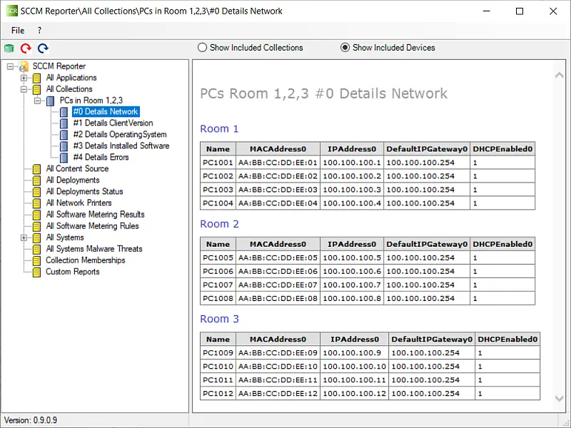 SCCM Reporter Network Details