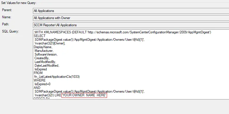 SCCM Reporter xquery in XML data